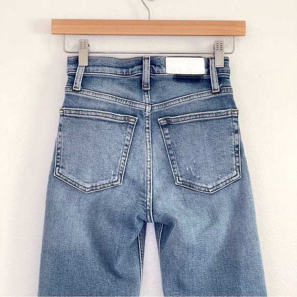 Re/Done 70s Stove Pipe Slim Straight Crop Jean High Waist Raw Hem Light Stone 24 - Picture 8 of 16